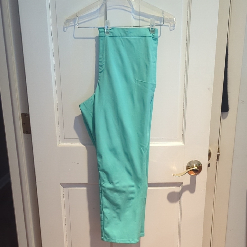 NWOT Isaac Mizrahi Stretch Turquoise Ankle Pants